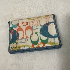 Colorful Signature Print Canvas Wallet - Multicolor